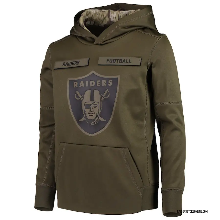 Nike Las Vegas Raiders Youth Green 2018 Salute to Service Pullover  Performance Hoodie