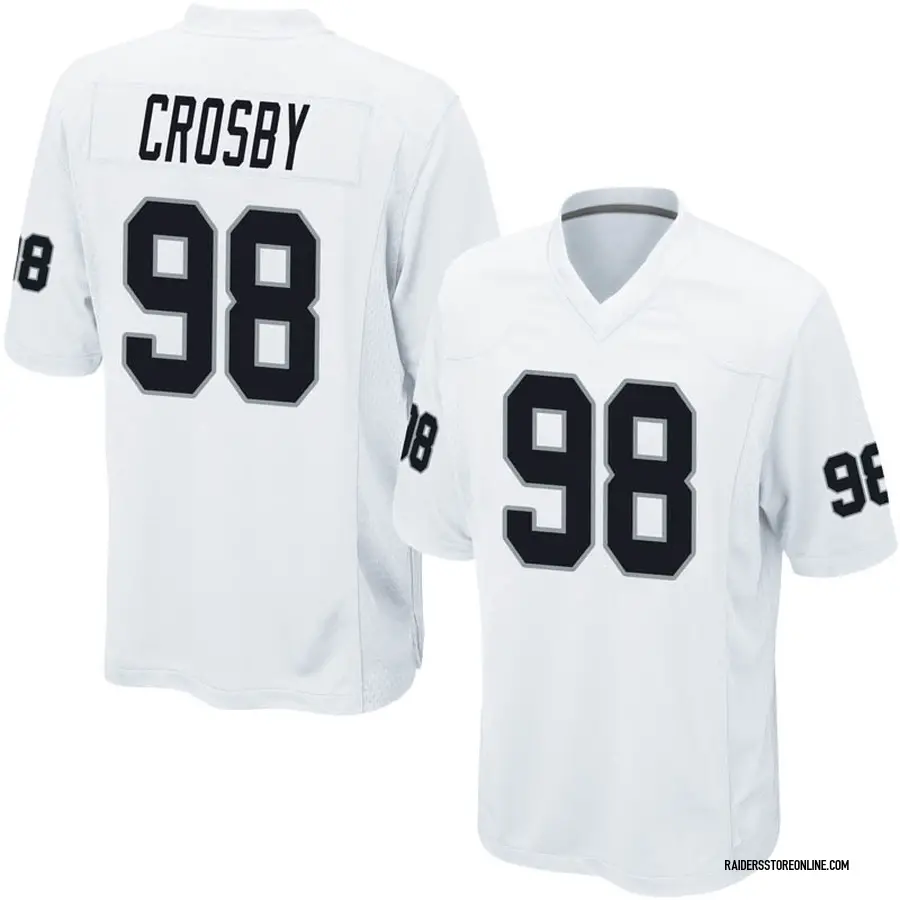 Las Vegas Raiders Nike Game Road Jersey - White - Maxx Crosby - Mens