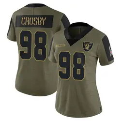 Nike Maxx Crosby Las Vegas Raiders Women's Limited Olive 2021 Salute To Service Jersey
