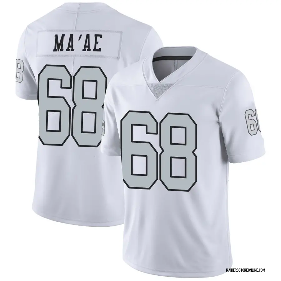Nike Treven Ma'ae Las Vegas Raiders Youth Limited White Color Rush Jersey