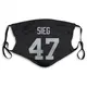 Trent Sieg Las Vegas Raiders Black Jersey Name & Number Face Mask With PM2.5 Filter